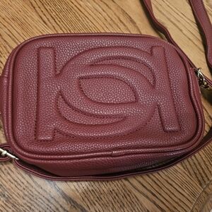 bebe Poppy Crossbody Purse / Camera Bag, Pebble Texture, Deep Red, Adjustable